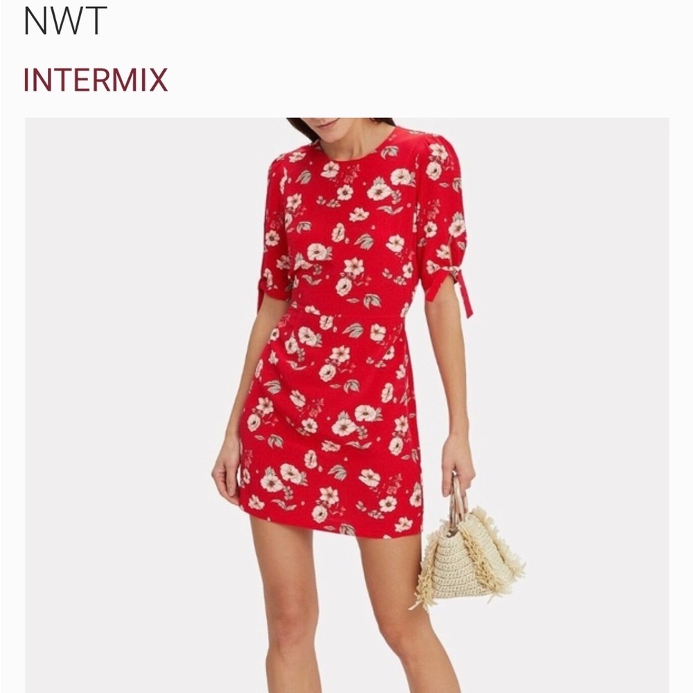 Intermix Cleo floral silk dress red